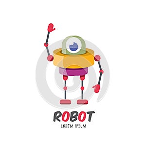 Vector cartoon cute flat robot icon