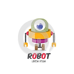 Vector cartoon cute flat robot icon