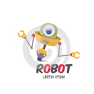 Vector cartoon cute flat robot icon