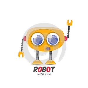 Vector cartoon cute flat robot icon