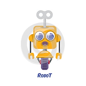 Vector cartoon cute flat robot icon