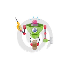 Vector cartoon cute flat robot icon