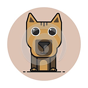 Vector cartoon cute german shepherd dog puppy.