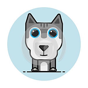 Vector cartoon cute husky dog puppy.