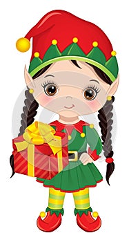 Vector Cartoon Cute Little Elf Girl