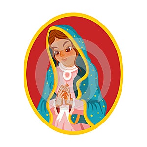 Cartoon Cute Mexican Our Lady Of Guadalupe Illustration Isolated