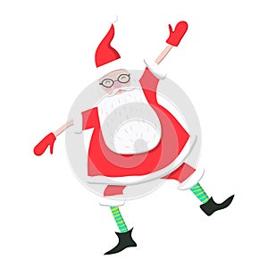 Vector cartoon dancing Santa Claus