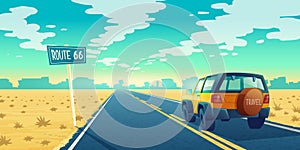 Vector cartoon desert landscape with road