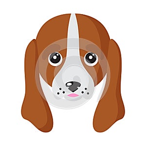 Vector cartoon dog face of Basset Hound breed