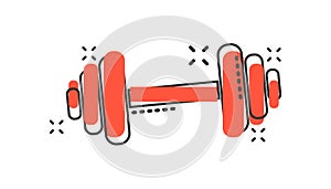 Vector cartoon dumbbell fitness gym icon in comic style. Barbell