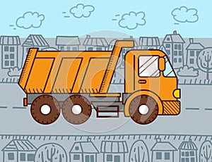 Vector Cartoon Dump Truck