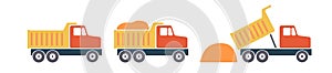 Vector Cartoon Dump Truck Color Icon. Tipper truck. Vector Cartoon Dump Truck. Vector Cartoon Dump Truck. Tipper truck