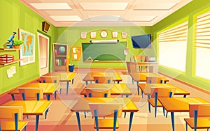 Vector cartoon empty school, college classroom