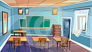 Vector cartoon empty school, college classroom