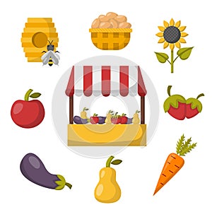 Vector cartoon farm market background