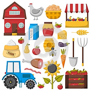 Vector cartoon farm market icons