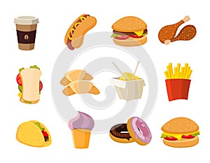 Vector cartoon fast food collection