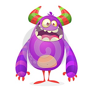 Vector cartoon of fat and fluffy Halloween monster. Isolated.