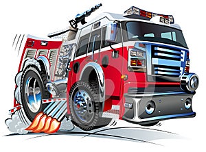 Vector Cartoon Fire Truck