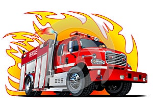 Vector Cartoon Fire Truck