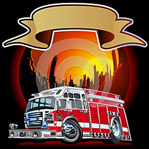 Vector Cartoon Fire Truck