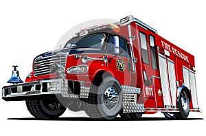 Vector Cartoon Fire Truck