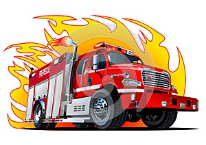 Vector Cartoon Fire Truck photo