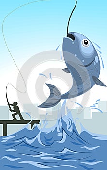 Vector cartoon fish bait illustration