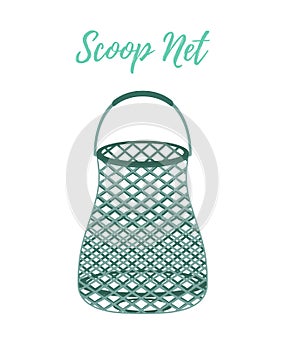 Vector cartoon fishnet, scoop-net for fishing