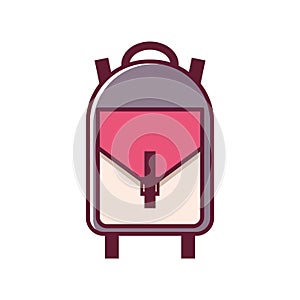 Vector cartoon flat backpack, sport suitcase background