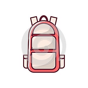 Vector cartoon flat backpack, sport suitcase background