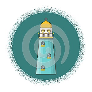 Vector cartoon flat lighthouse isolated on background