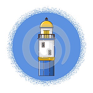 Vector cartoon flat lighthouse isolated on background