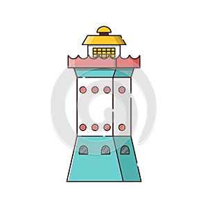 Vector cartoon flat lighthouse isolated on background