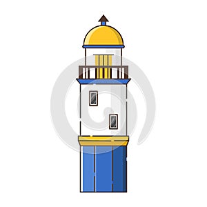 Vector cartoon flat lighthouse isolated on background