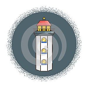 Vector cartoon flat lighthouse isolated on background