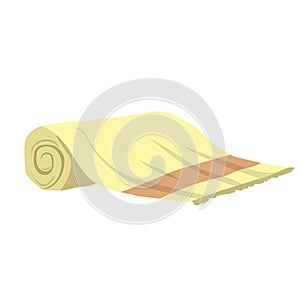 Vector cartoon flat style yellow rolled towel vector icon.