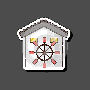 Vector cartoon flat watermill icon isolated on background