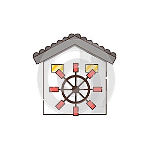 Vector cartoon flat watermill icon isolated on background