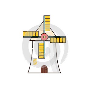 Vector cartoon flat windmill icon isolated on background
