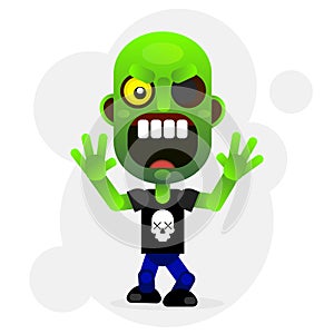 Vector cartoon funny green zombie