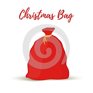 Vector cartoon gift sack, bag of Santa Claus