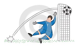 Vector cartoon goolkeeper man concede a goal.