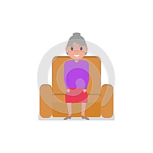 Vector cartoon grandmother sitting in a armchair