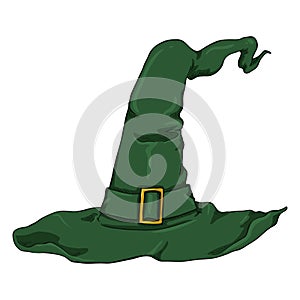 Vector Cartoon Green Witches Hat