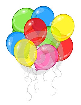 Vector cartoon group of colorful balloons isolated on white background