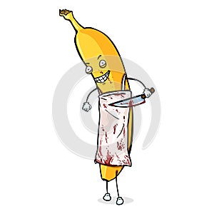 Vector Cartoon Halloween Character - Butcher Banana