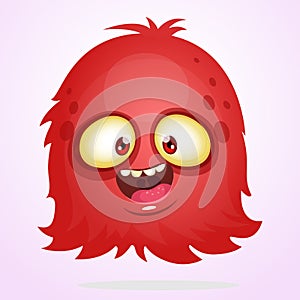 Vector cartoon Halloween monster. Red furry flying monster with big eyes.