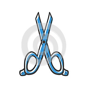 Vector cartoon hand drawn isolated scissors