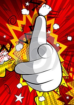 Vector cartoon hand pointing at the viewer.